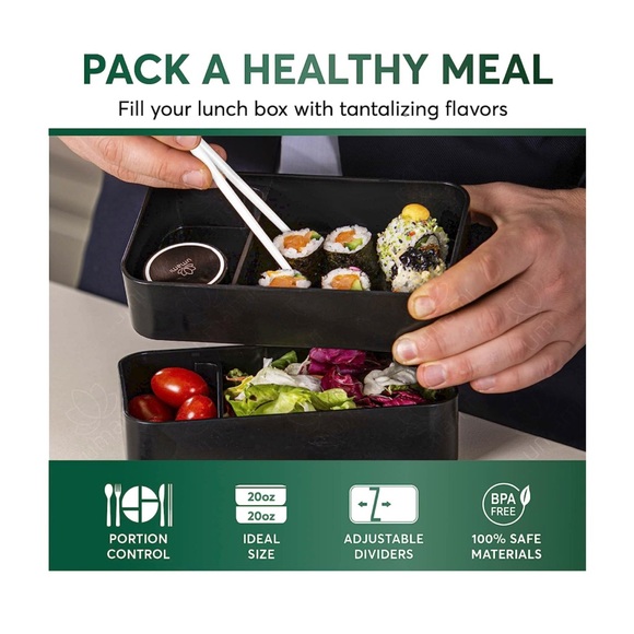 Bento Box Adult Lunch Box with Utensils, 40 oz Large, All-in-One Meal - Picture 4 of 8